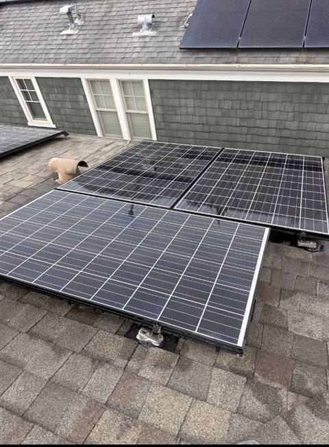 Freshly cleaned solar panels with a spot-free finish